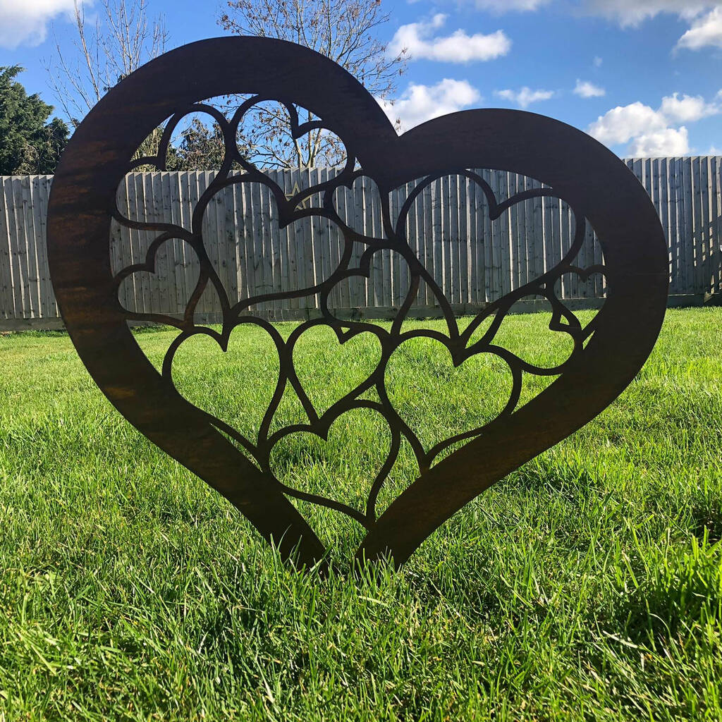 Rusted Metal Heart Garden Ornament Valentines Gift, 1 of 4