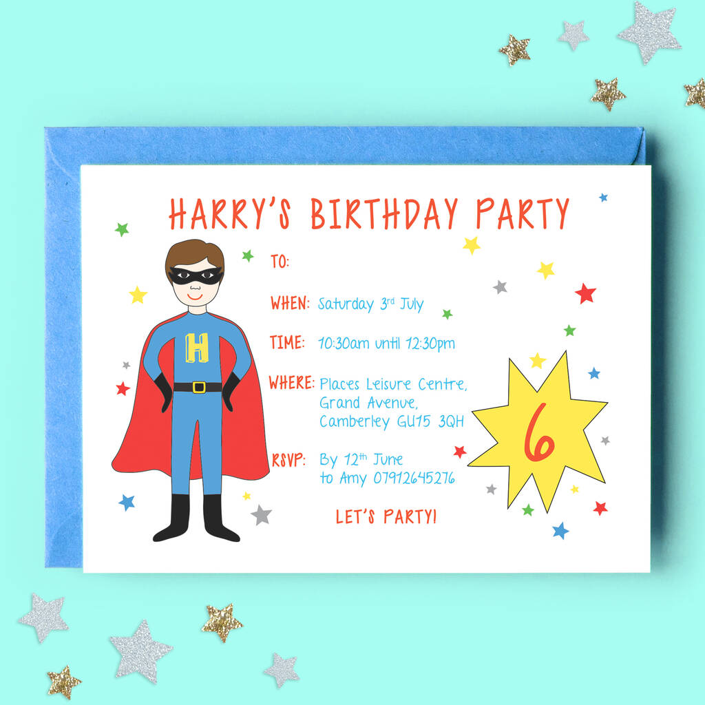 Superhero Personalised Birthday Party Invitations, 1 of 4