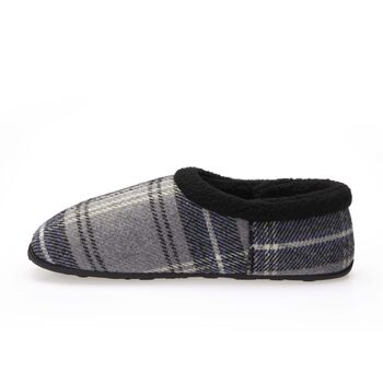 Cliff Grey Navy Check Mens Slippers/Indoor Shoes, 4 of 8
