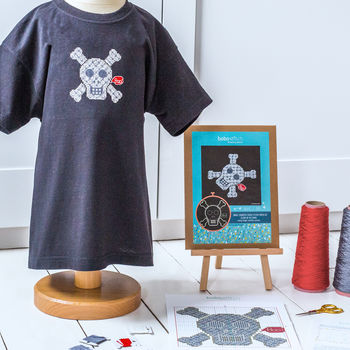 Glow In The Dark Skull Cross Stitch Kit For Clothing, 6 of 9