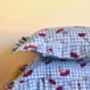 Cherry Print Gingham Cushion, thumbnail 3 of 4