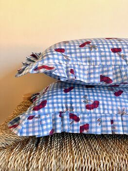 Cherry Print Gingham Cushion, 3 of 4