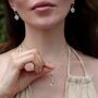 Hand And Pearl Charm Necklace, Sterling Silver Or Gold Plated, thumbnail 3 of 9