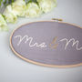 Mr And Mrs Wedding Embroidery Hoop Sign, thumbnail 4 of 5