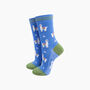 Llama Floral Bamboo Socks In Blue, thumbnail 1 of 4