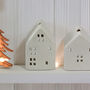 White Ceramic Tea Light Houses – Two Sizes, thumbnail 3 of 4