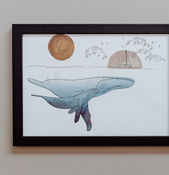 Mother And Baby Calf Whale In Night Ocean Print, 5 of 5