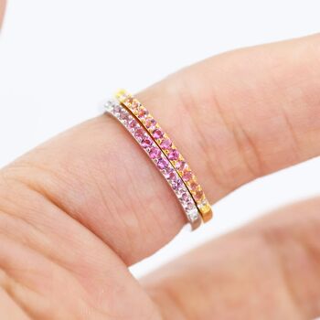 Ruby Red Ombre Half Eternity Ring In Sterling Silver, 7 of 11