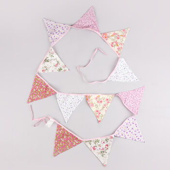 G Decor Elegant Pink And White Floral Cloth Bunting, 6 of 7