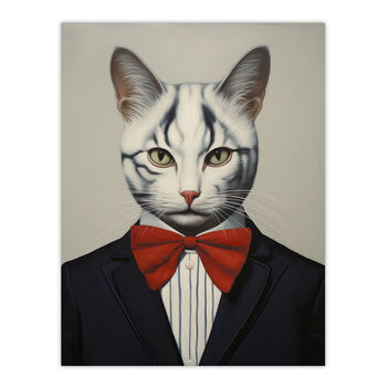 Tabby Cat Who Came To Tea Pet Portrait Wall Art Print, 6 of 6