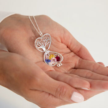 Sterling Silver Family Birthstone Heart Locket Necklace, 5 of 11