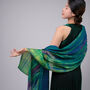 100% Mulberry Silk Scarf, Emerald Green, Aurora Borealis In Gift Box, thumbnail 2 of 10