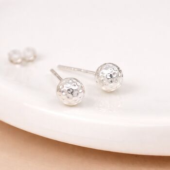 Sterling Silver Hammered Ball Stud Earrings – 6mm, 2 of 6