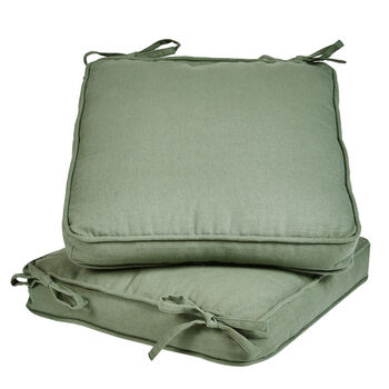 Set Of Two Olive Green Seat Cushions With Ties, 2 of 4