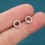 Sterling Silver Open Circle Stud Earrings With Cz, thumbnail 1 of 12