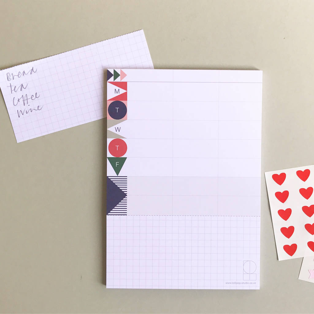Weekly Planner Pad By Lollipop Designs