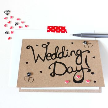 Hand Lettered Wedding Day Card, Congratulations, 4 of 5