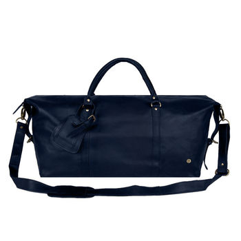 Personalised Leather Armada Duffle Holdall In Navy, 2 of 9