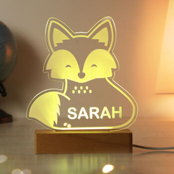 Personalised Cute Fox Wooden LED Night Light, 7 of 10