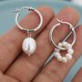 Mismatched Detachable Pearl Dangle Hoop Earrings In Sterling Silver, thumbnail 5 of 11