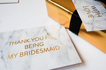 Marble And Gold Foil Thank You For Being My Bridesmaid, 5 of 10