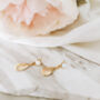 Dainty Oval Shell White Opal Earrings, thumbnail 1 of 6