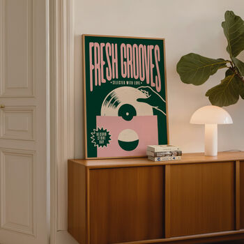 Vinyl Record Print | Fresh Grooves | Music Inspired Wall Art | Retro Mid Century Poster, 11 of 11