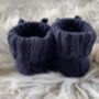 Navy Blue Knitted Baby Booties With Bow, thumbnail 3 of 6