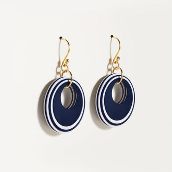 Navy And White Circular Earrings, 5 of 7