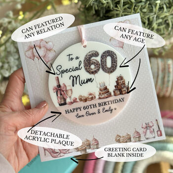 60th Any Age Birthday Keepsake Card Mum, Nanny, Auntie, Sister, 3 of 3