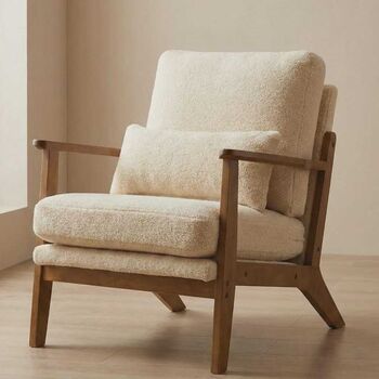 Boucle Khaki Accent Chair Armchair Living Room, 2 of 5