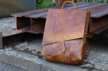 Handmade Personalised Gift For Men Leather Backpack, 5 of 12
