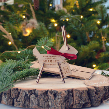 Wooden Reindeer Christmas Card Keepsake Decoration, 5 of 5
