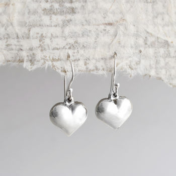 Sterling Silver Dangly Love Heart Earrings, 4 of 7