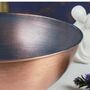 Blue Patina Hammered Copper Bathroom Sink, 400 Mm Diameter, thumbnail 5 of 5