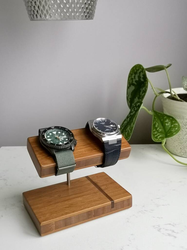 Bamboo Double Watch Stand, 1 of 7
