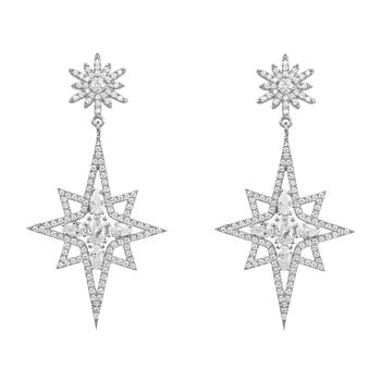 Northern Star Burst Drop Earring Plated Sterling Silver, 7 of 9