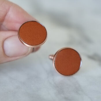 Secret Message Copper And Real Leather Cufflinks, 9 of 10