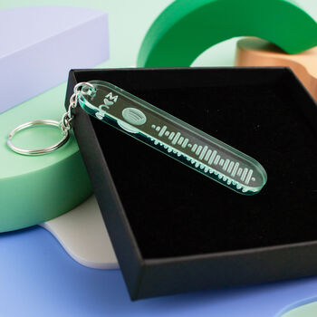 Personalised Fluorescent Spotify Code Keyring With Initials, 3 of 6