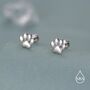 Sterling Silver Paw Print Flat Back Studs, thumbnail 1 of 11