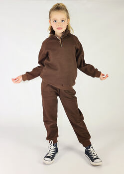 Walnut Fleeced Tracksuits Kids Ribbed Cotton, 9 of 11
