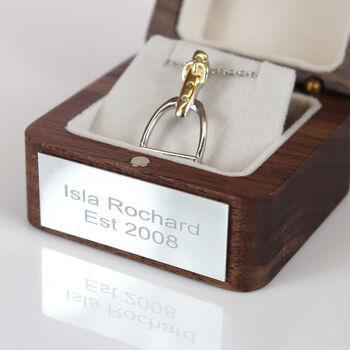 Personalised Sterling Silver And Gold Stirrup Necklace, 4 of 9