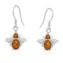 Sterling Silver Baltic Amber Bee Drop Earrings – 15mm, thumbnail 5 of 6