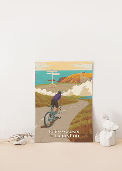 John O'groats To Lands End Cycling Travel Poster Print, 2 of 8