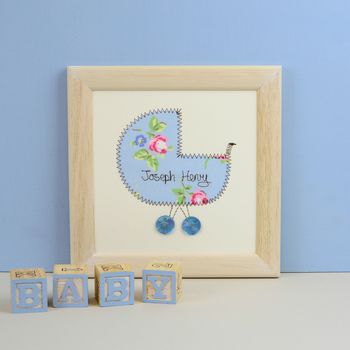 Personalised Embroidered New Baby Framed Artwork, 5 of 9