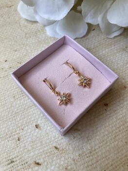 Gold Plated Dainty Star Drop Earrings, 3 of 6