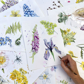 Inky Wildflower Alphabet A To Z Illustrated Print, 10 of 11