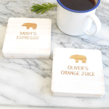 Personalised Daddy Bear And Baby Bear Coasters, 4 of 4