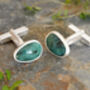 Natural Oval Emerald Cufflinks In Sterling Silver, thumbnail 3 of 3