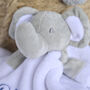 Personalised White Fleece Elephant Baby Comforter, thumbnail 2 of 6